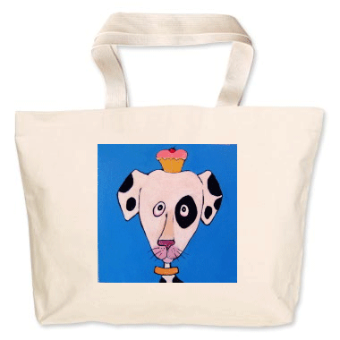 Painting by Lizzie on a canvas bag
