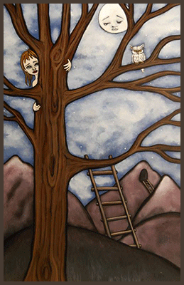 Painting by Lizzie of a tree escaping.