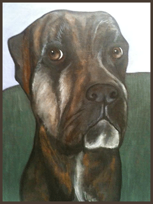 Painting by Lizzie of a dog that was neglected.
